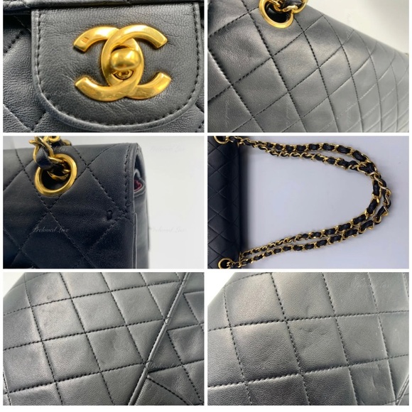 Authentic CHANEL Classic Lambskin Vintage Medium Large Flap Bag Black GHW - Picture 6 of 12